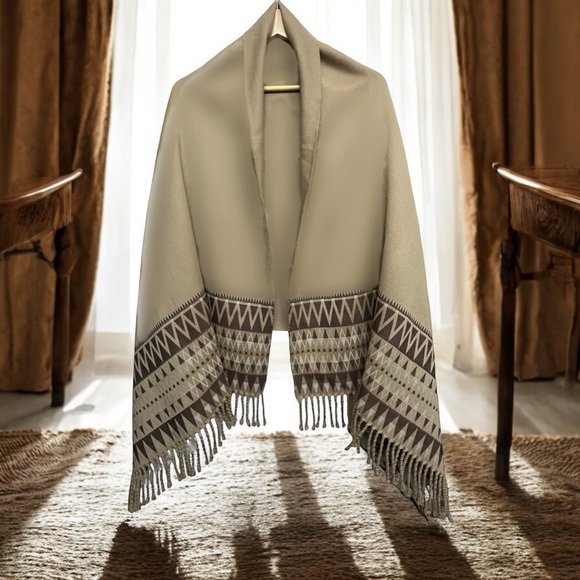 Cecchi e Cecchi Italy Native American Southwestern Boho Wool Poncho Shawl Scarf - Picture 8 of 9